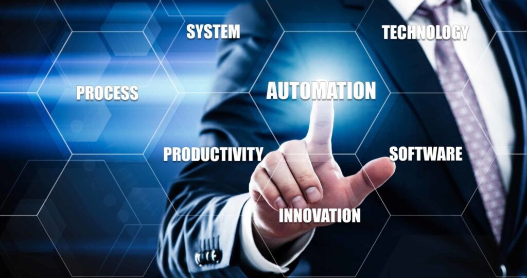 business, technology, internet concept. automation on virtual screen